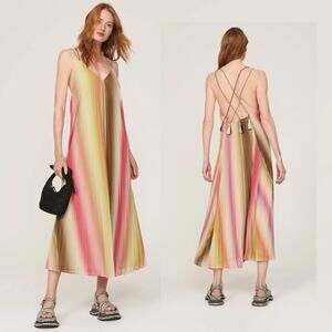 Scotch & Soda Pleated Tank Multicolor Stripe Maxi - Size 40